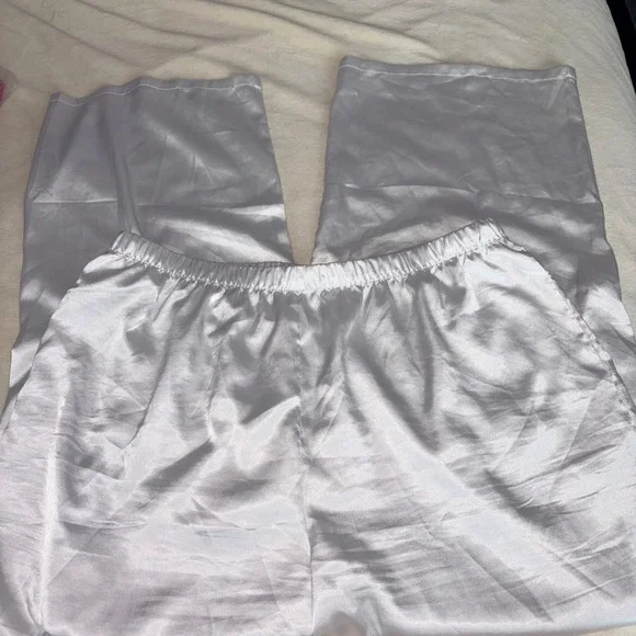 Ekouaer 6 Piece Satin Cami and Pant Set V-Neck Lace Adj Straps Jewel Tones XL - Picture 9 of 13